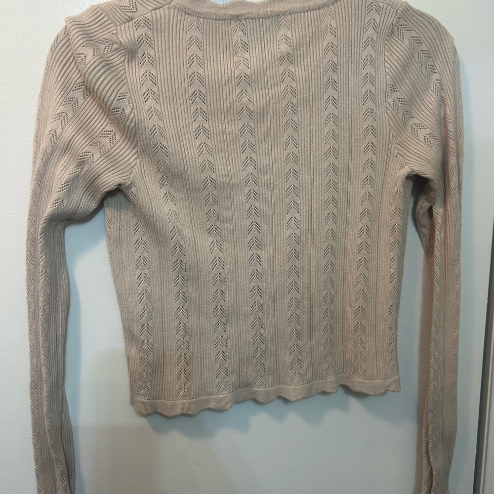 Pink Rose Light Beige Knit Crop Top - Picture 2 of 5